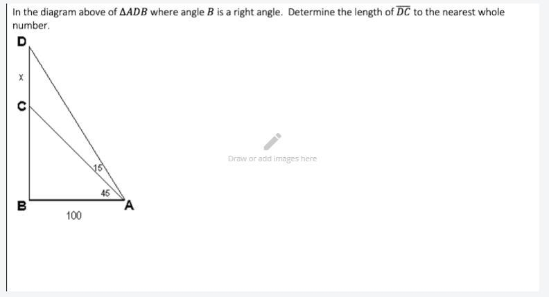 In the diagram above of ADB where angle B is a right angle. Determine the length of-example-1