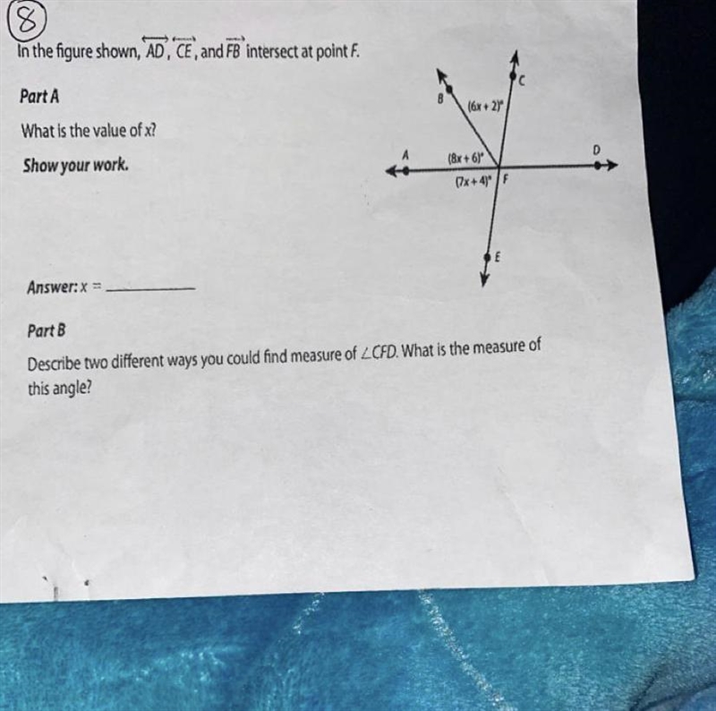 (NO LINKS OR ELSE YOU WILL BE REPORTED) Part A What is the value of x? Show your work-example-1