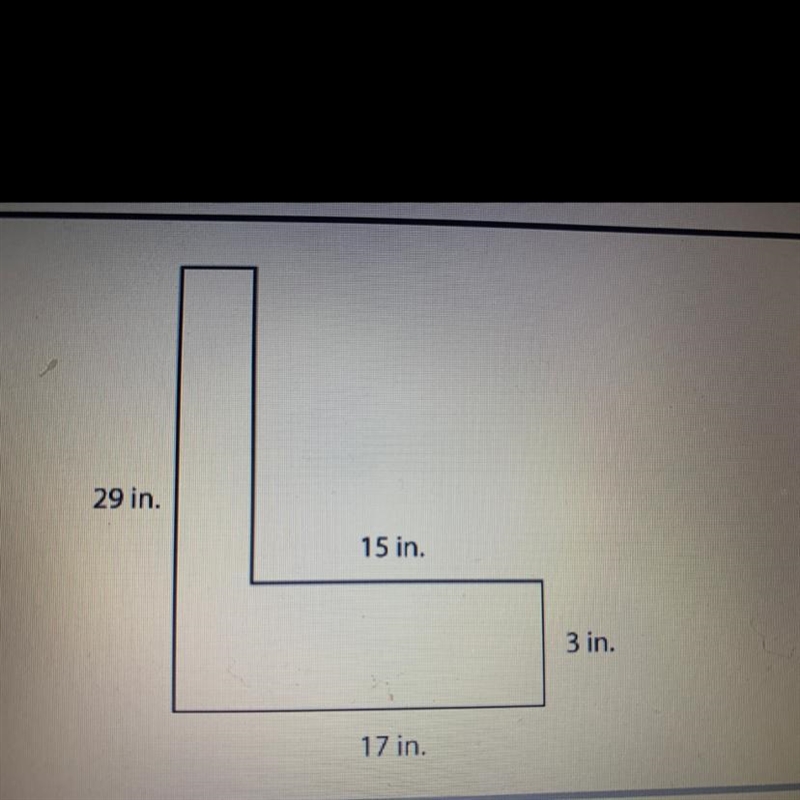 What is the area of the figure above? 92in^ 103in^ 109in^ 493in^-example-1