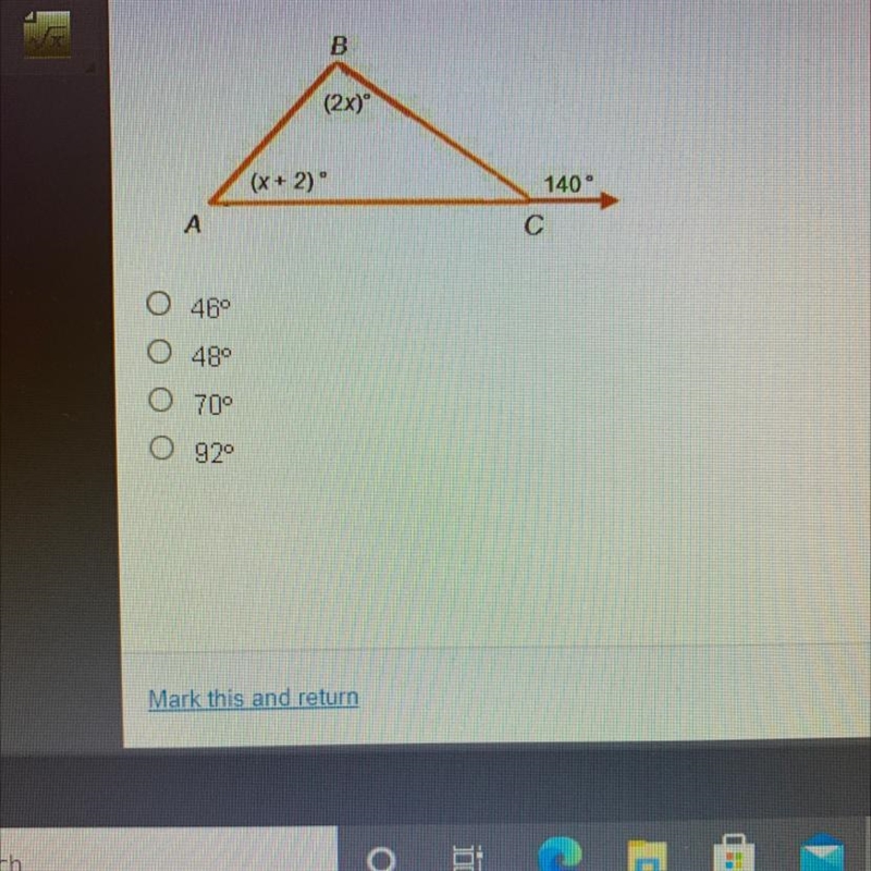 In ABC, what is the measure of angle B?-example-1