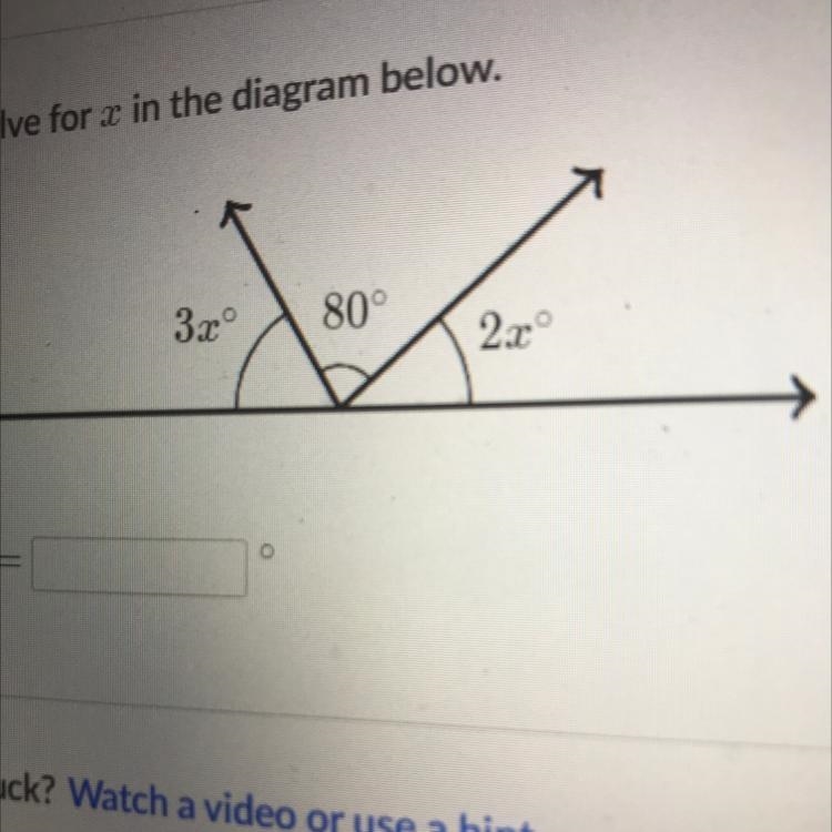 Solve for x in the diagram below 3x 80 2x-example-1