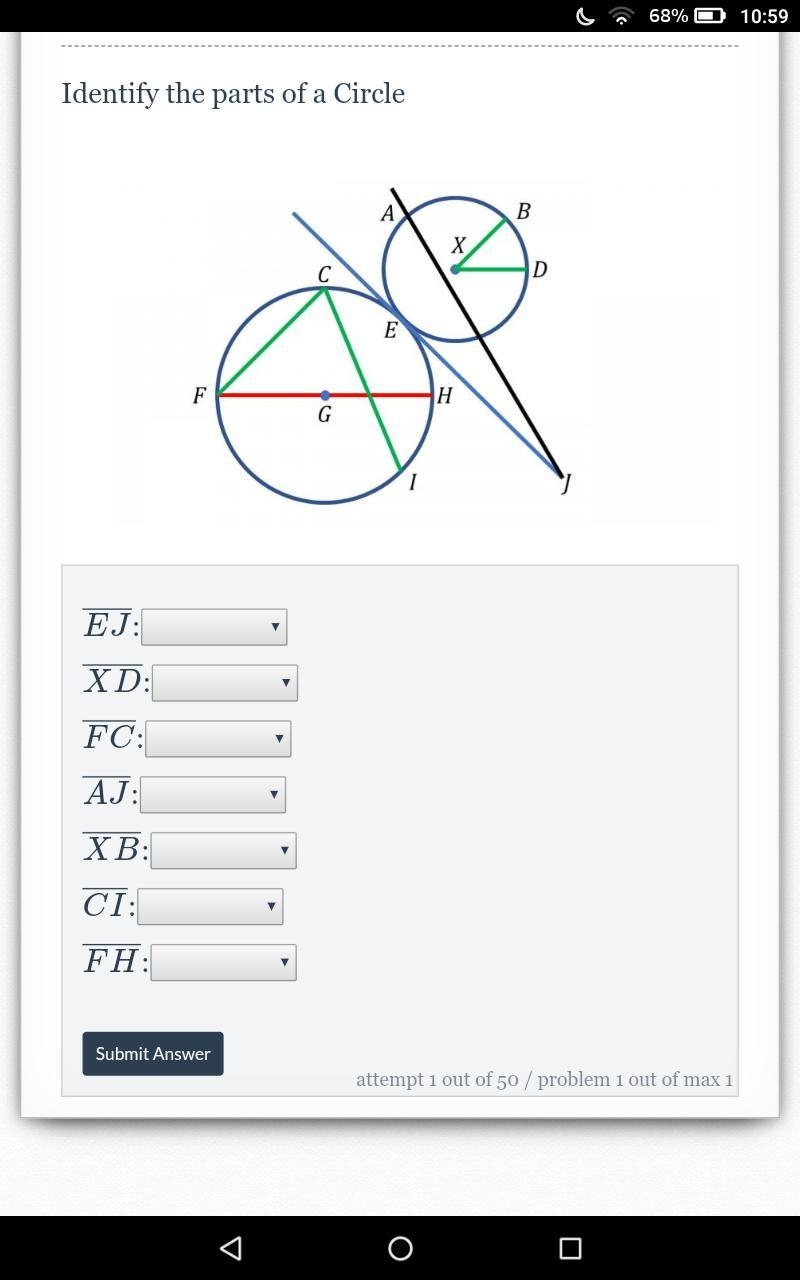 Need help please identify the lines is it chord, secant, tangent, radius, or diameter-example-1