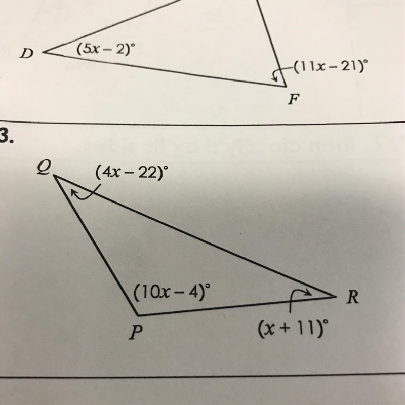 Solve for x, then find each angle measure-example-1