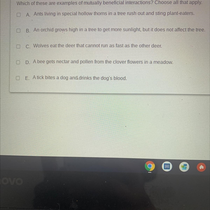 Please help!!!!!! Which of these are examples of mutually beneficial interactions-example-1