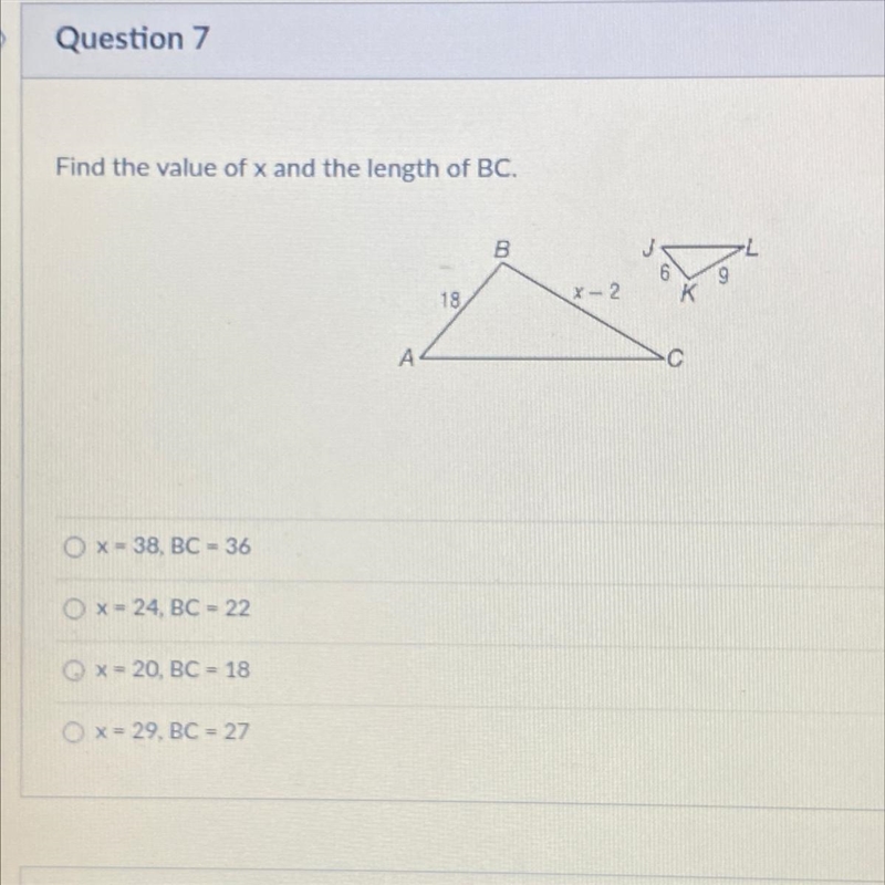 Find the value of x and the length of bc-example-1