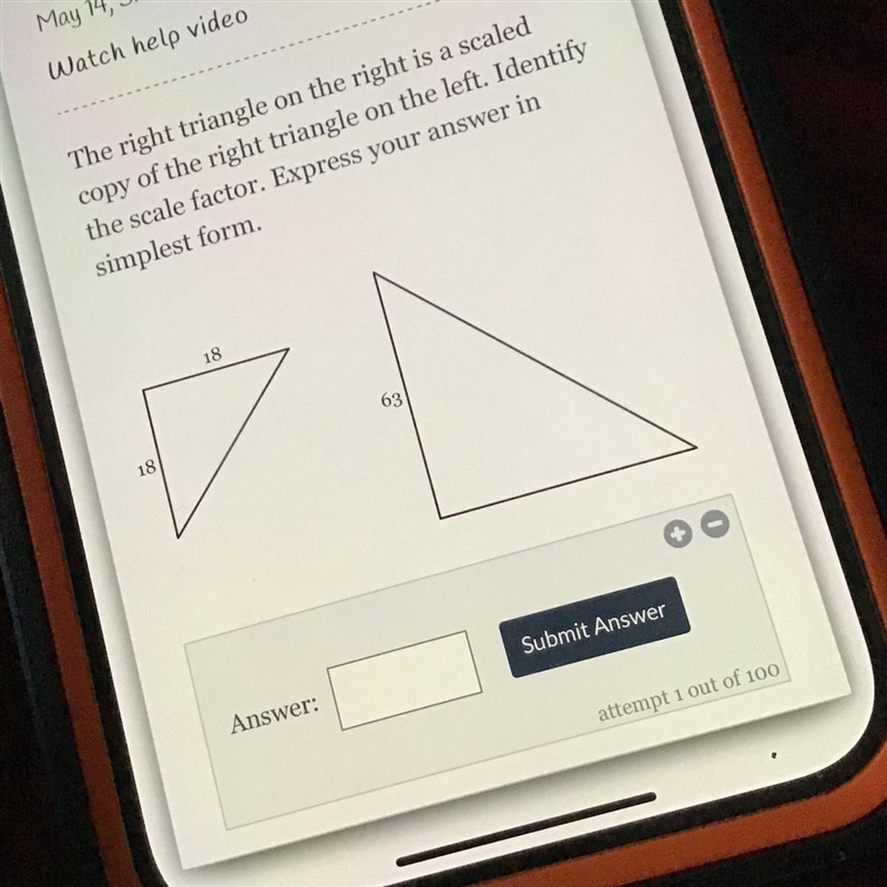 The right triangle on the right is a scaled copy of the right triangle on the left-example-1