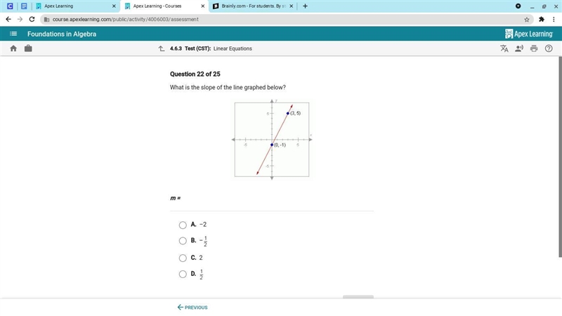 What is the slope of the line graphed below?-example-1