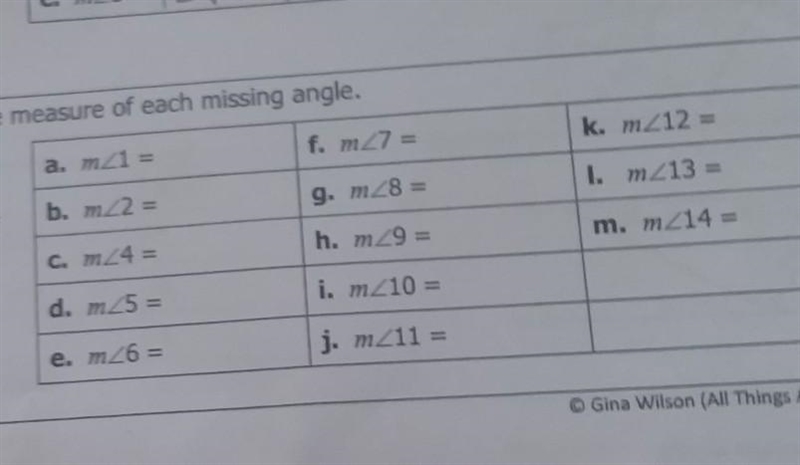 If m23 = 54°, find the measure of each missing angle.​-example-1