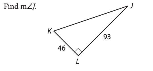 Find m∠ J Use a calculator. Enter only a number-example-1