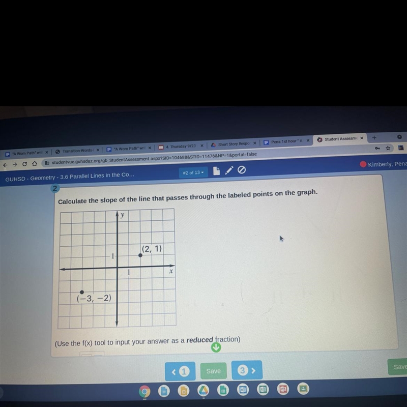 PLEASE HELP DUE TONIGHT CALCULATE THE SLOPE OF THE LINE-example-1