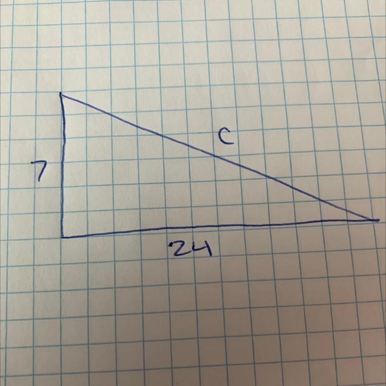 Use the Pythagorean theorem to find the missing length in the right triangle-example-1