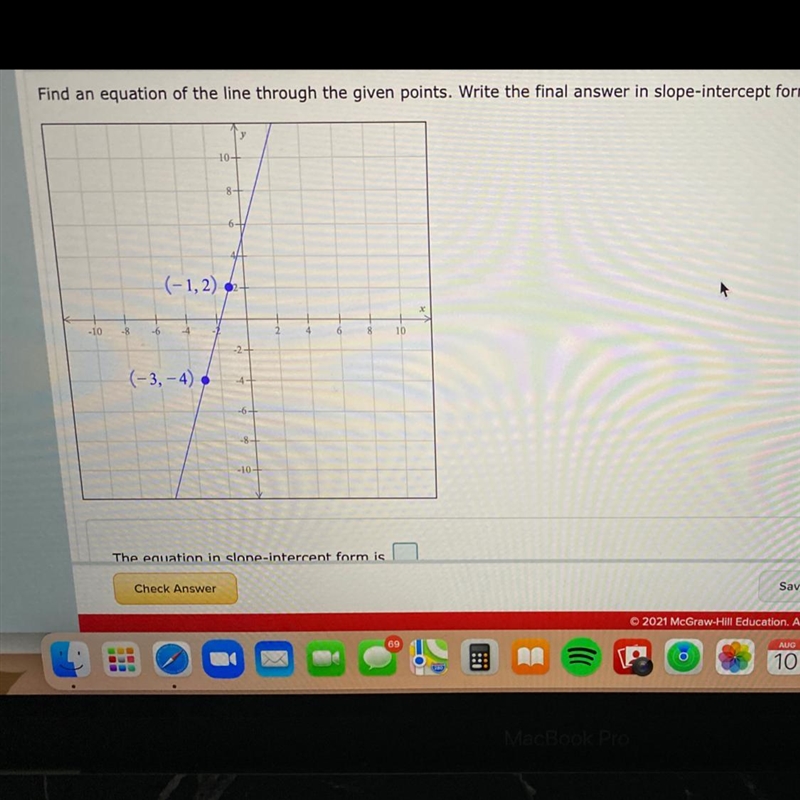 Find an equation of the line through the given points right the final answer in intercept-example-1