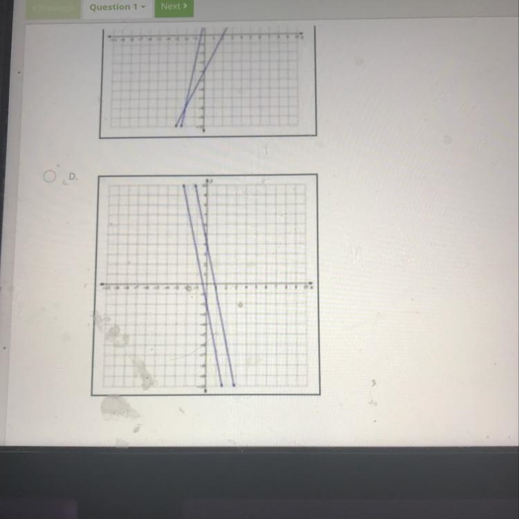 HELPPP PLEASEEEEE Which graph shows the solution for the system of equations? y = 5x-example-1