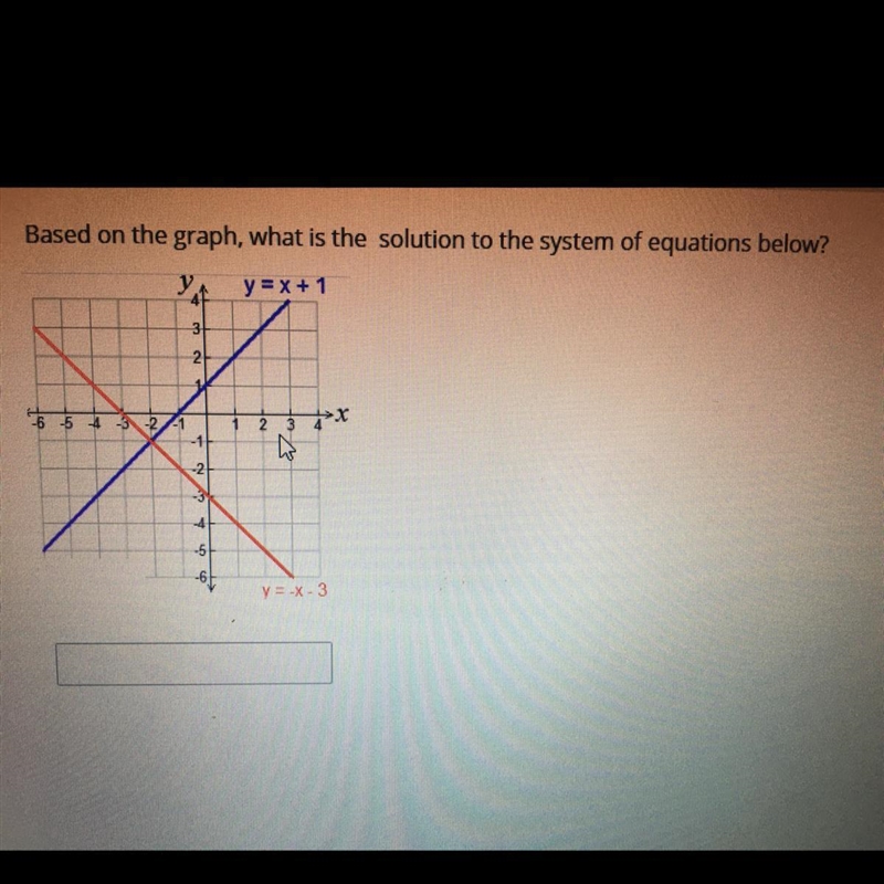 Based on the graph, what is the solution to the system of equations below? Plz help-example-1