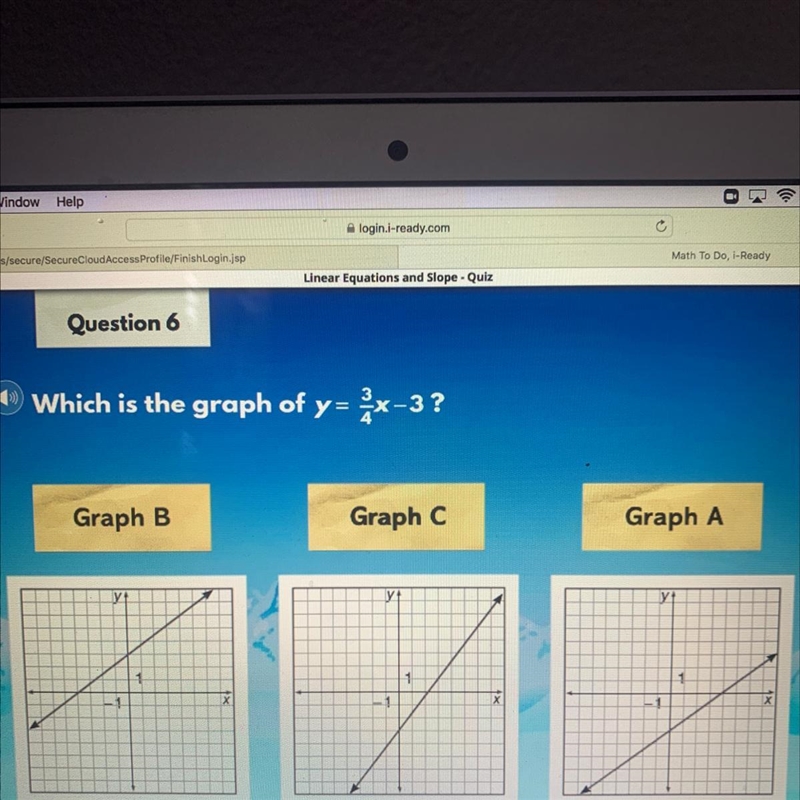 Which is the graph of y= x-3?-example-1