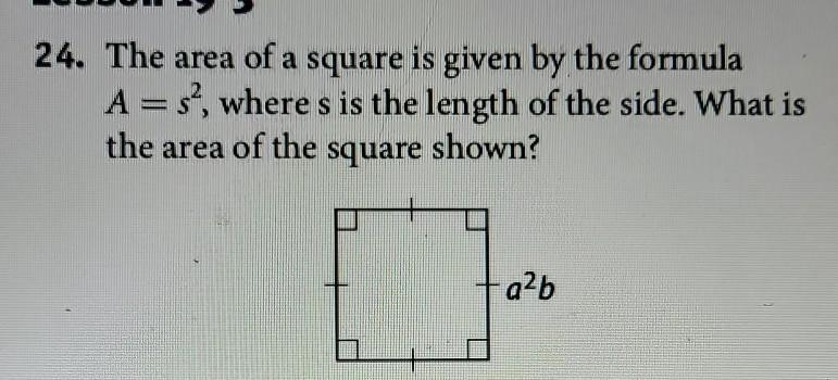 The area of a square is given by the formula A=s, where s is the length of the side-example-1