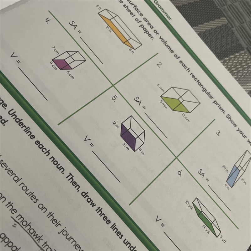 Find the surface area or volume of each rectangular prism. (Show work pls)-example-1