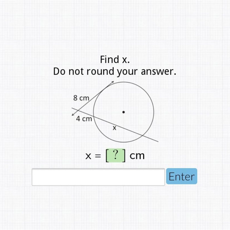 Angle measures and segment lengths - find x ￼do not round-example-1