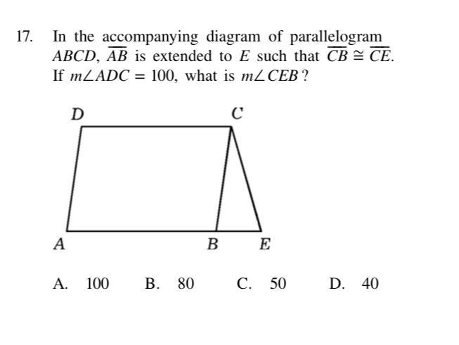 In the accompanying diagram of the parallelogram ABCD, AB is extended to E such that-example-1