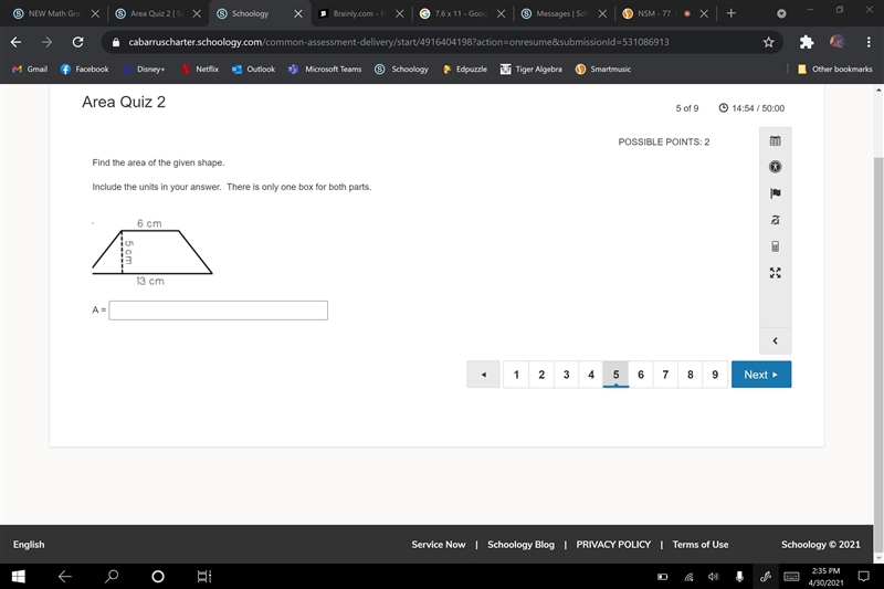 Find the area of the given shape. Include the units in your answer. There is only-example-3