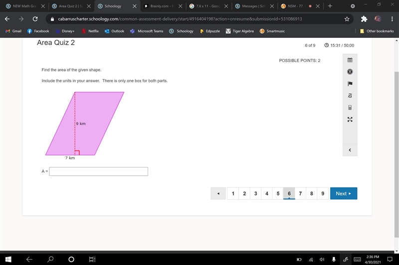 Find the area of the given shape. Include the units in your answer. There is only-example-4