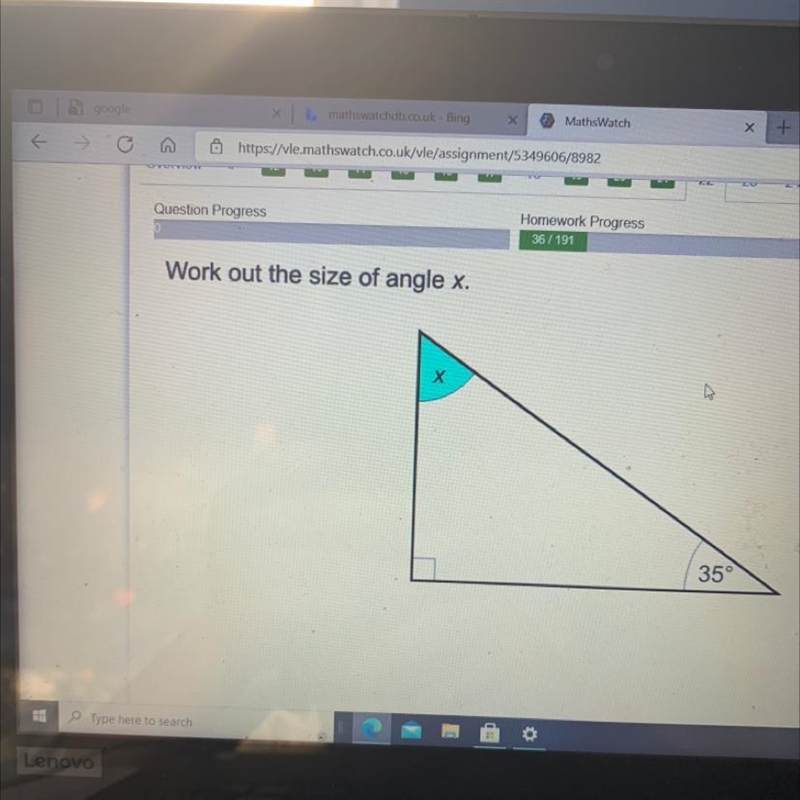 What is the angle of x-example-1