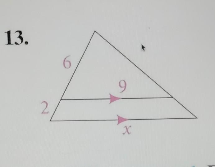 Explain why the triangles are similar. Then find the value of x. ​-example-1