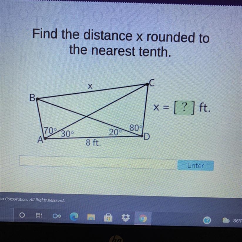 Find the distance x rounded to the nearest tenth.-example-1