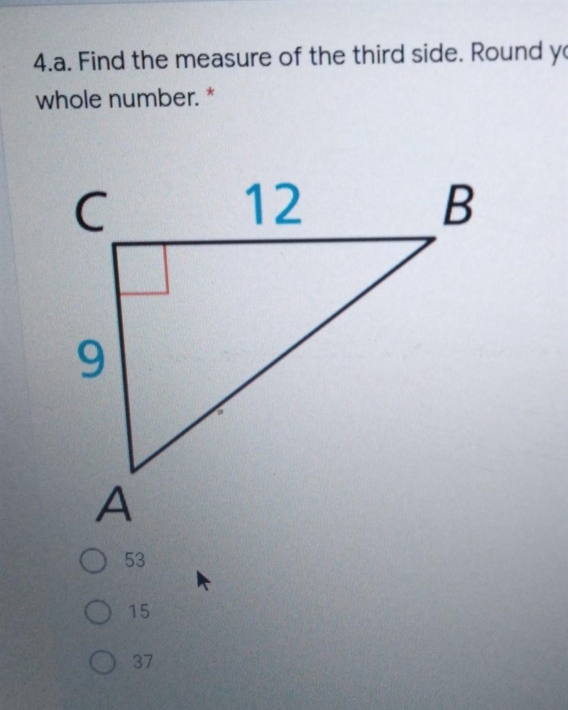 Find the measure of the third side. Round your answer to the nearest whole number-example-1