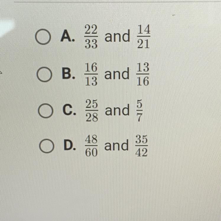 Question 2 of 5 Which two ratios represent quantities that are proportional?-example-1