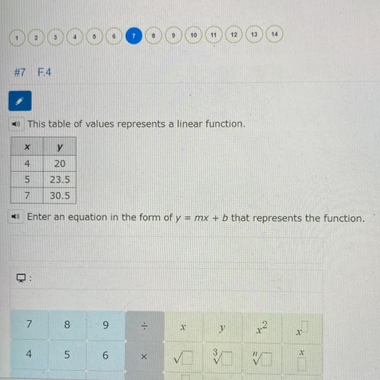 Enter an equation in the form of y = mx + b-example-1