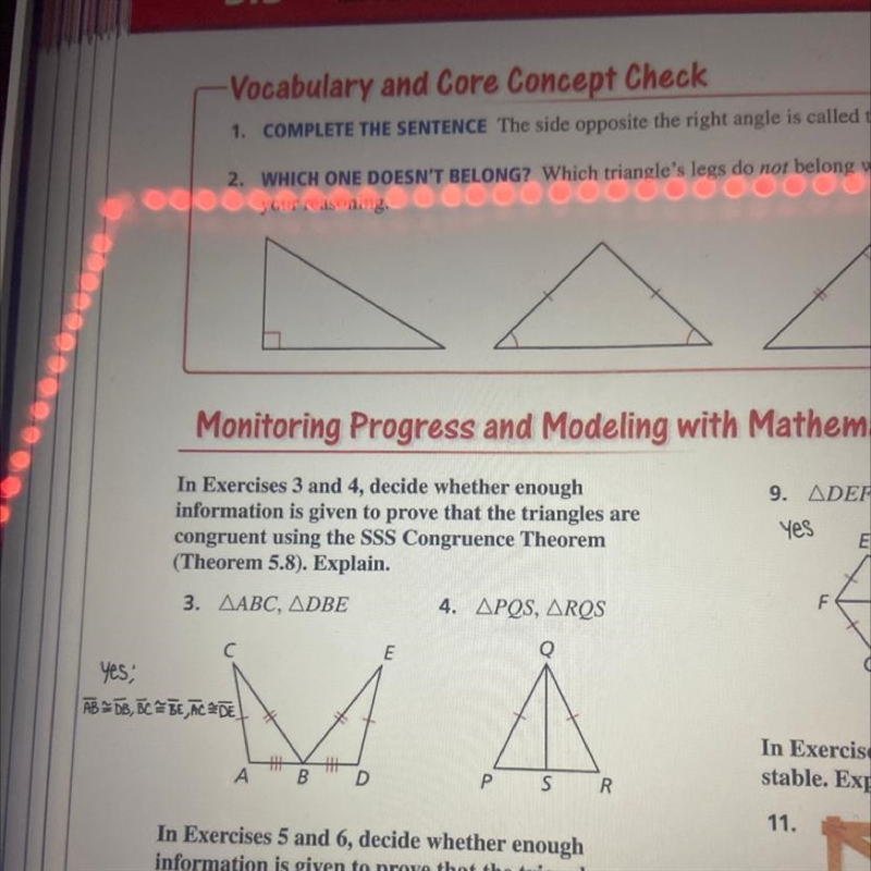 #4.. are the triangles congruent using SSS Congruence Theorem. Explain-example-1