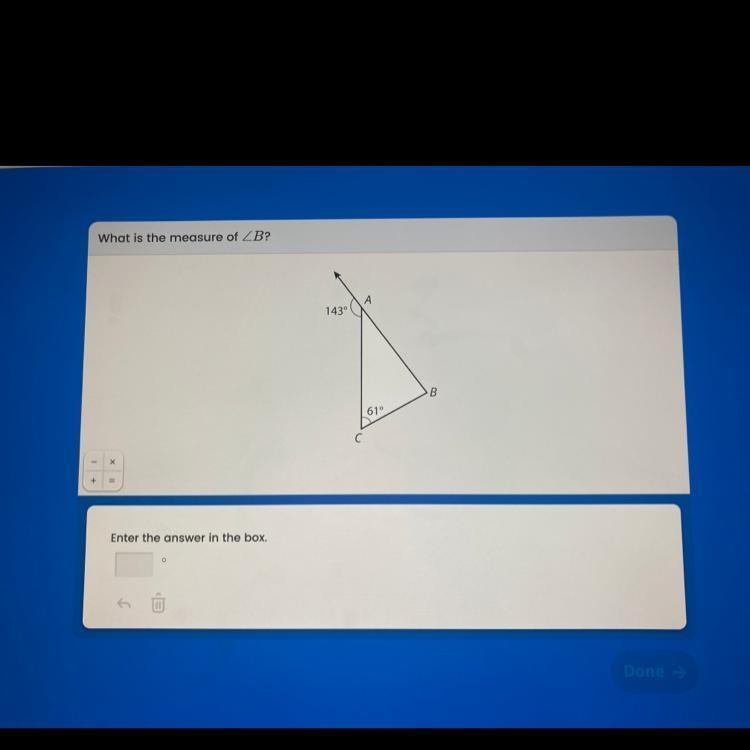 What is the measurement of ∠B ?-example-1