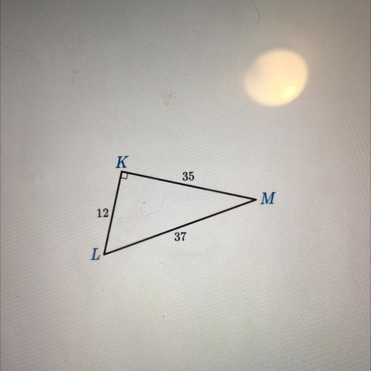 Hurry Please!!!!! Find tan L. A. tan L=35/37 B. tan L=12/37 C. tan L=35/12 D. tan-example-1