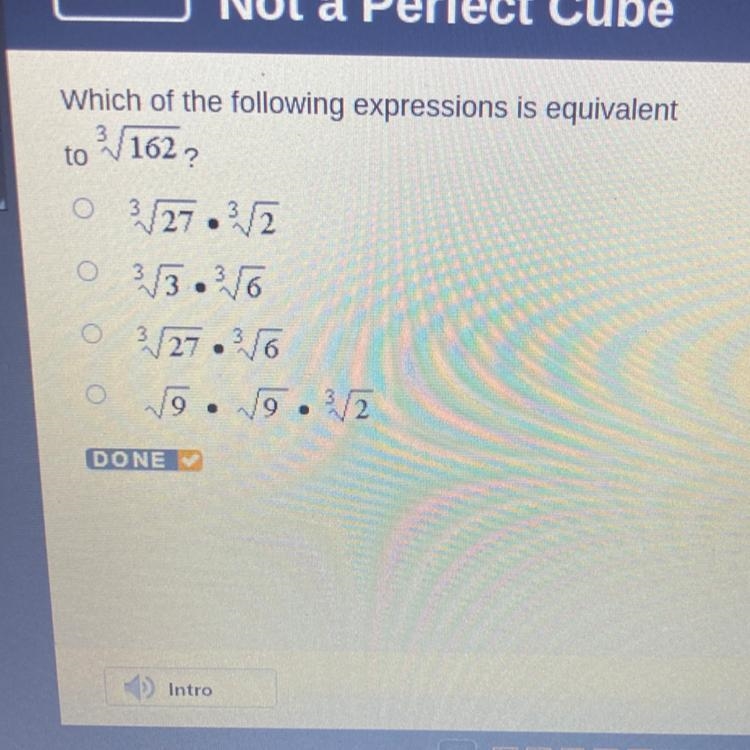 . Which of the following expressions is equivalent 31622 to 3/27 3/2 o 3.3.16 3/27.16 79. 19. 2 O-example-1