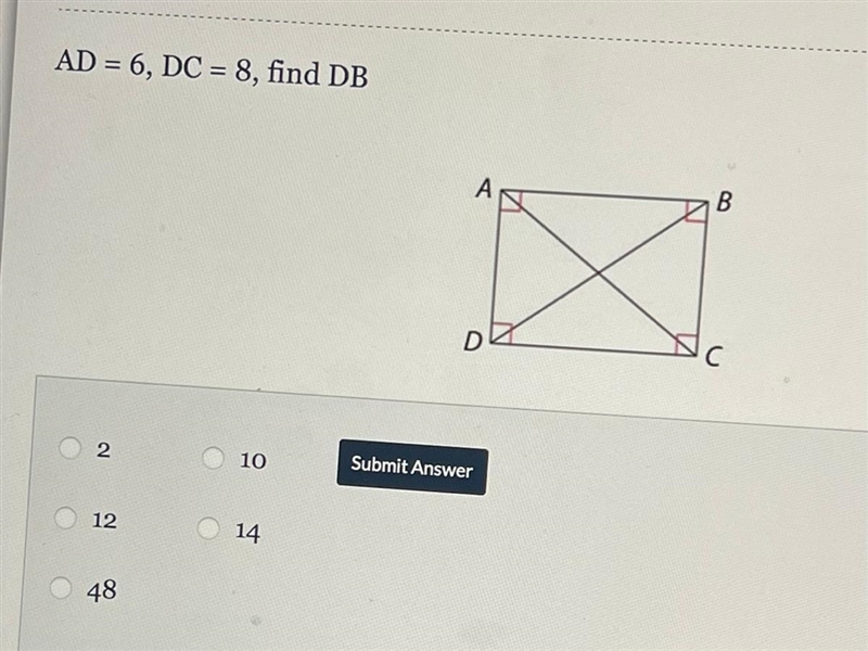 AD = 6, DC = 8, find DB-example-1