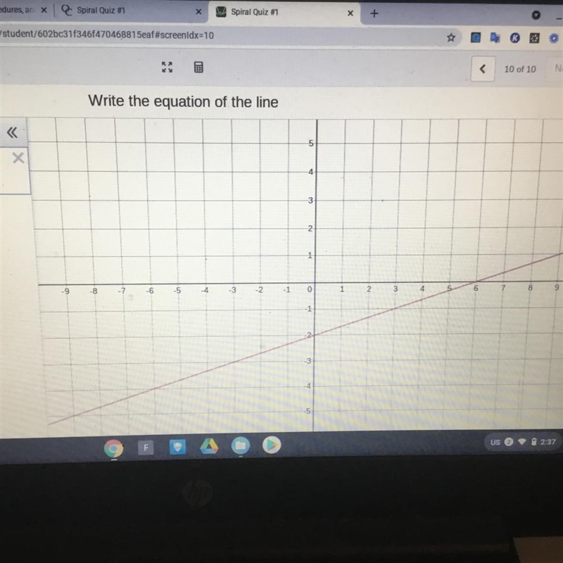 Please help! I need the equation of this line.-example-1