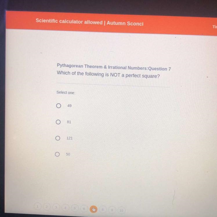 Which is NOT a perfect square-example-1