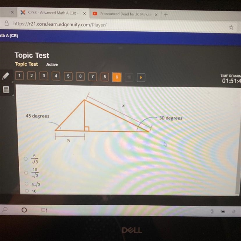 What is the length of x in the diagram below?-example-1