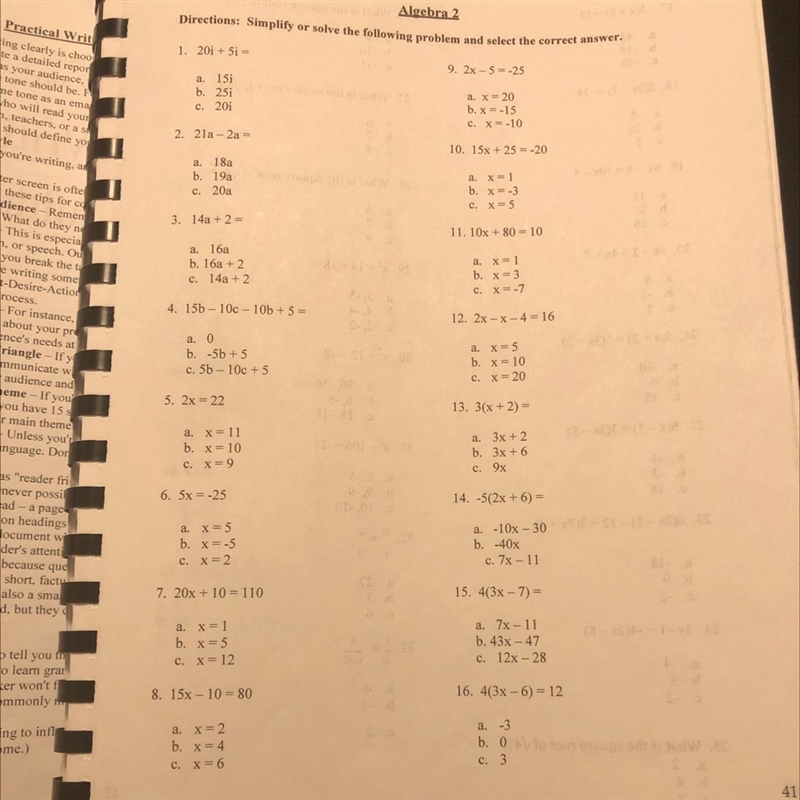 Algebra 2 :1-16 Please help meee-example-1