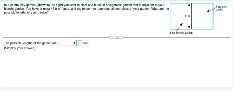 In a community garden​ (shown to the​ right) you want to plant and fence in a vegetable-example-1