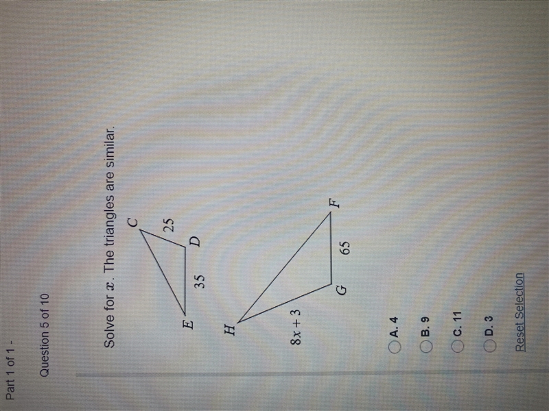 Solve for X. The triangles are similar-example-1