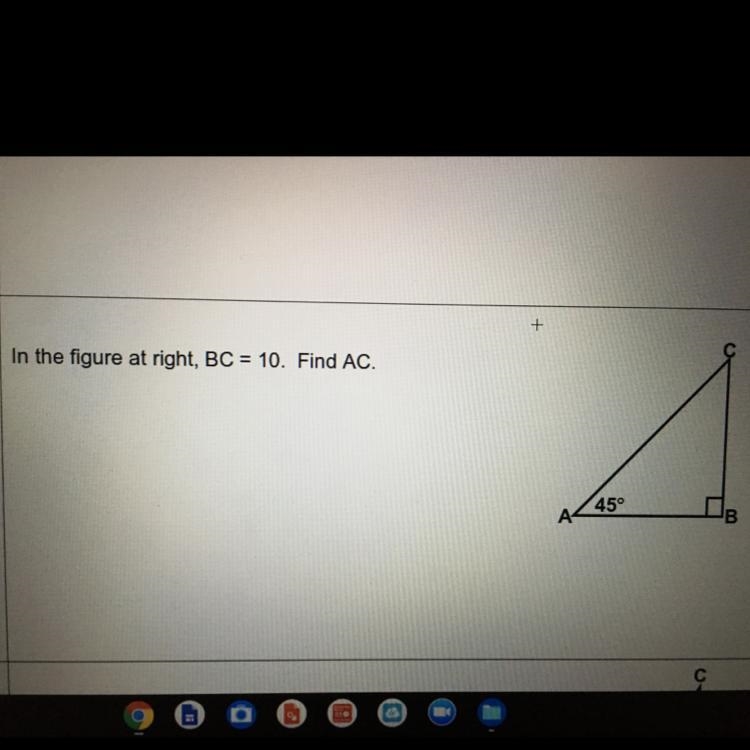 In the figure at right, BC = 10. Find AC.-example-1