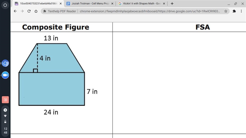 Write an equation to find the area of each figure.Then determine the area.Use 3 for-example-1