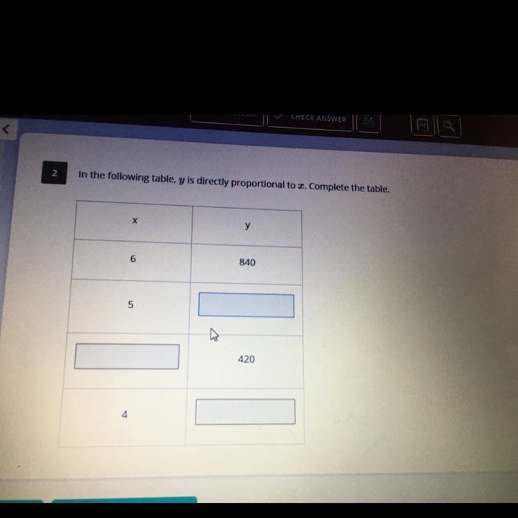 Pls help!! 25 points!! In the following table, y is directly proportional to z. Complete-example-1