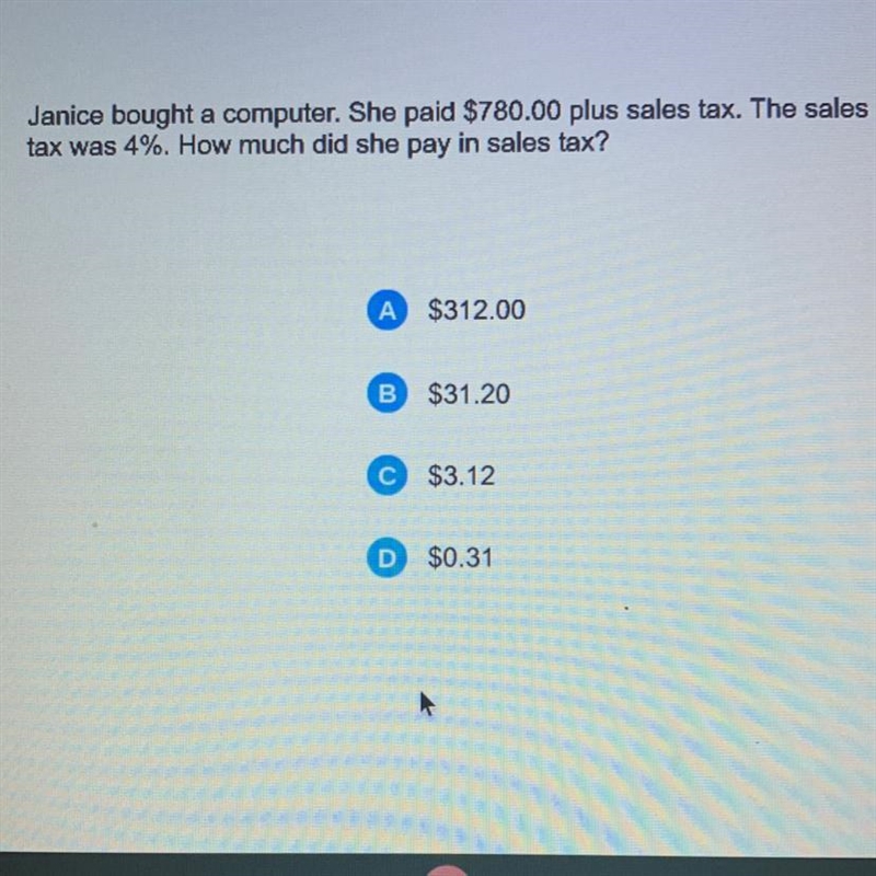 Makiyha Martin Janice bought a computer. She paid $780.00 plus sales tax. The sales-example-1