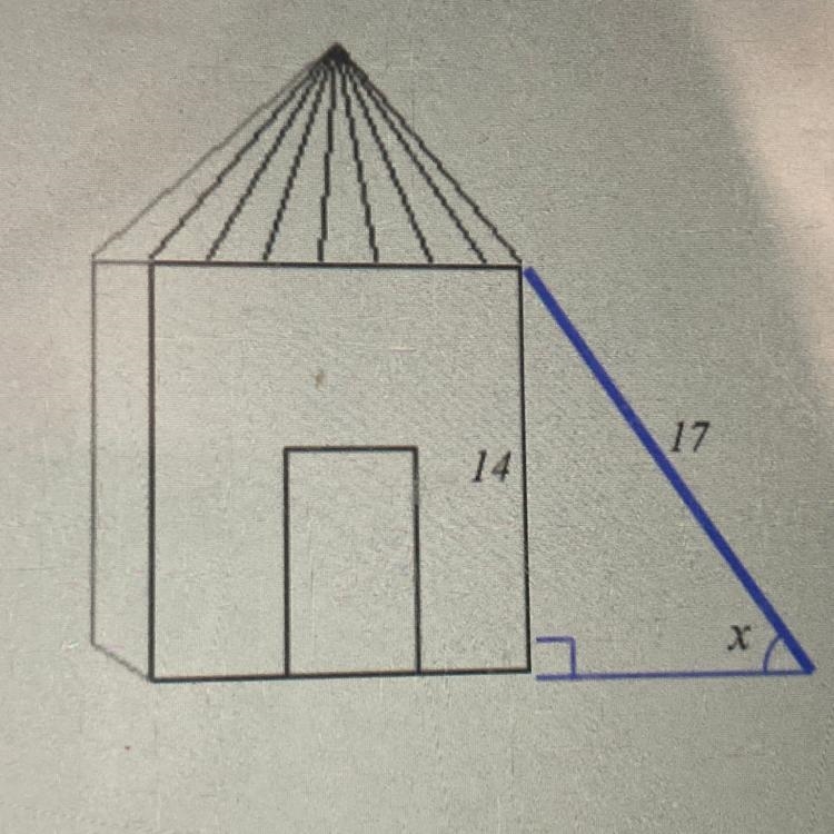 A 17 ft ladder leans against the side of a house. The top of the ladder is 14ft off-example-1