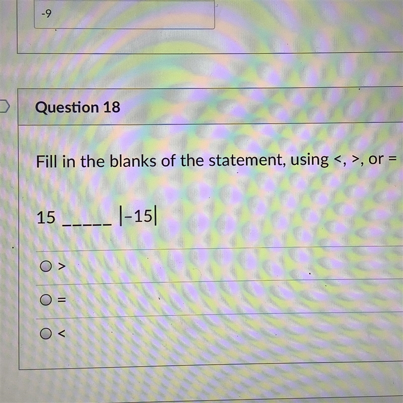 Fill in the blanks of the statement, using <, >, or = I-example-1