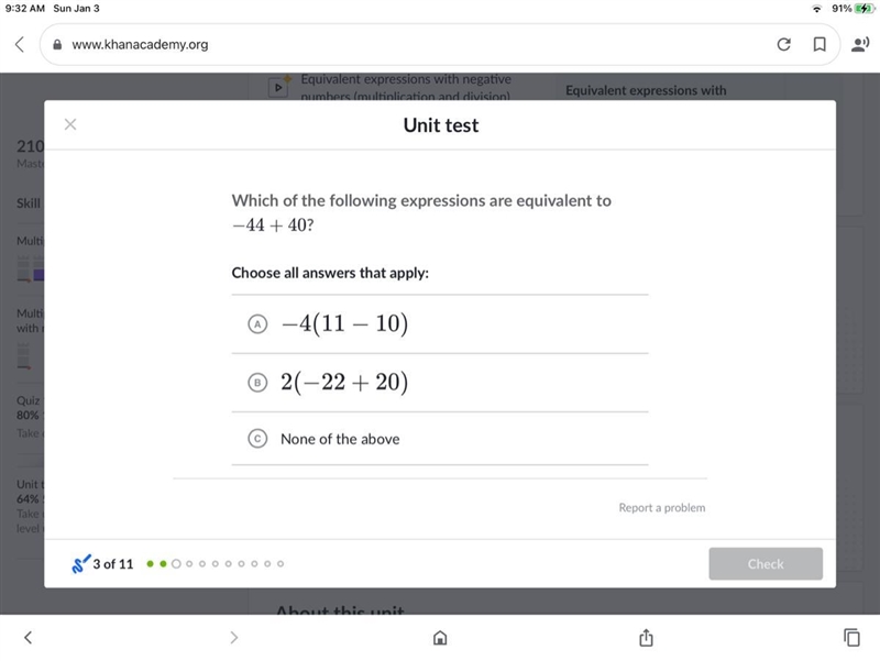 Which of the following expressions are equivalent to -44 + 40-example-1