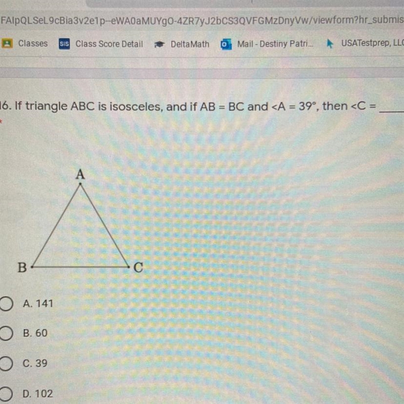 16. If triangle ABC is isosceles, and if AB = BC and-example-1